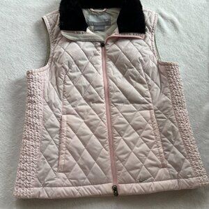 Vintage y2k Nike Womens Baby Pink Vest Fur Collar